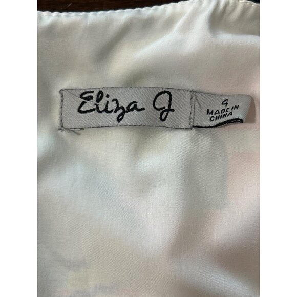 ELIZA J Womens Dress Colorful Print Shift Blue Orange White Jersey Stretch Sz 4 - Picture 4 of 7